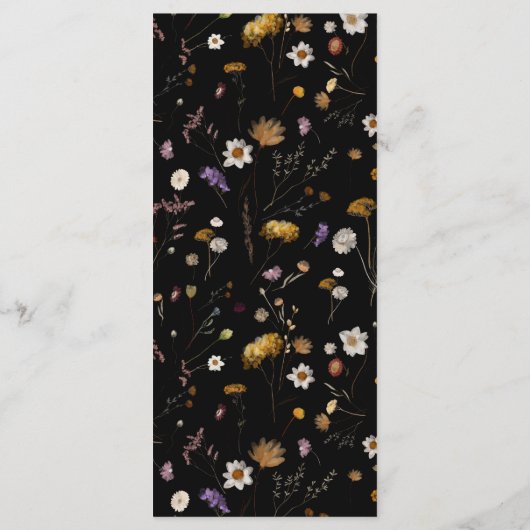 Wildflower Boho Zwarte Menu (Achterkant)