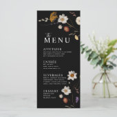Wildflower Boho Zwarte Menu (Staand voorkant)