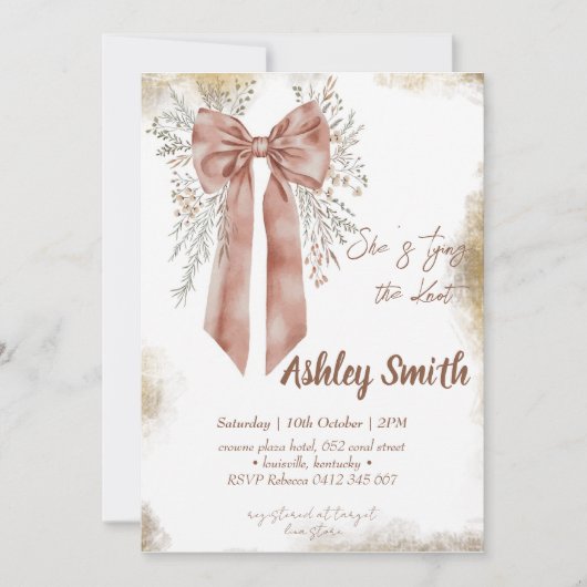 Wildflower boog binden van de knoop vrijgezellenfe kaart (Voorkant)