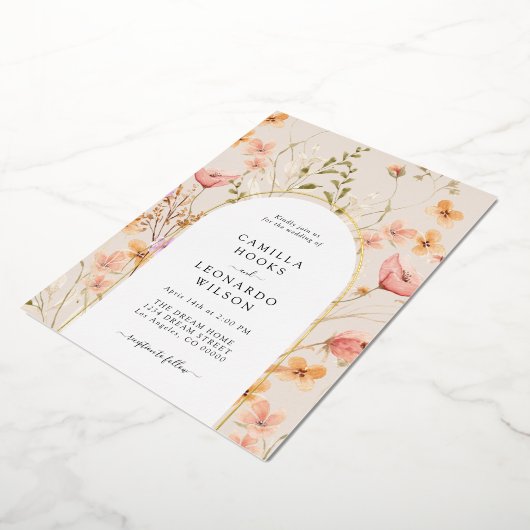 Wildflower boog bruiloft uitnodiging Folie uitnodi (Gedraaid)