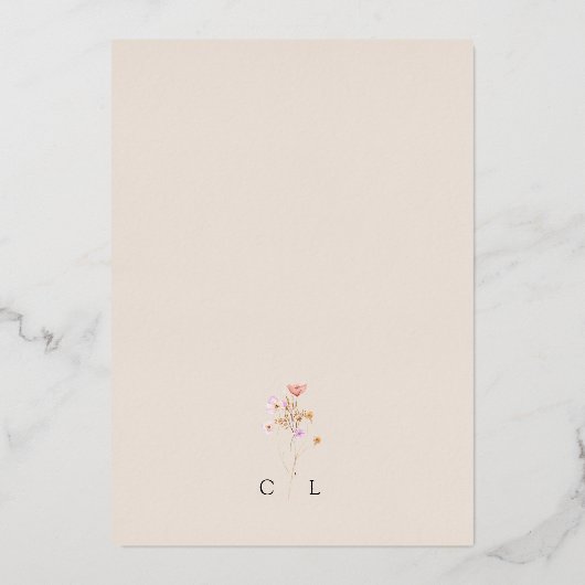 Wildflower boog bruiloft uitnodiging Folie uitnodi (Achterkant)