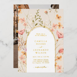 Wildflower boog bruiloft uitnodiging Folie uitnodi