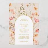 Wildflower boog bruiloft uitnodiging Folie uitnodi (Voorkant)