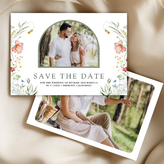 Wildflower Boogfoto Huwelijk Save The Date