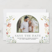 Wildflower Boogfoto Huwelijk Save The Date (Voorkant)