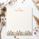 Wildflower Book Border Teacher gepersonaliseerd Notitieblok<br><div class="desc">Omarm de liefde voor literatuur met ons charmante Wildflower Book Border Teacher Appreciation Gepersonaliseerd Notitieblok, met een prachtige rand versierd met boeken en wilde bloemen aan de onderkant. Dit notitieblok is gemaakt voor boekliefhebbers en schoolbibliothecarissen en is het ideale lerarengeschenk of bureaudecor, dat elke werkruimte doordrenkt met een vleugje literaire...</div>
