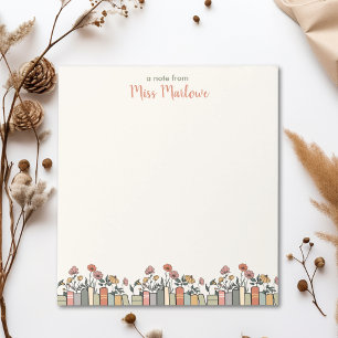 Wildflower Book Border Teacher gepersonaliseerd Notitieblok