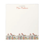 Wildflower Book Border Teacher gepersonaliseerd Notitieblok (Voorkant)