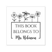 Wildflower Book Label Leraar Klaslokaal Bibliothee Zelfinktende Stempel (Design)