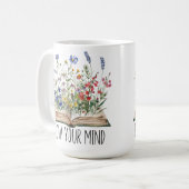  Wildflower Book Lover Grow Your Mind Quote Koffiemok (Voorkant links)