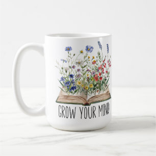 Wildflower Book Lover Grow Your Mind Quote Koffiemok