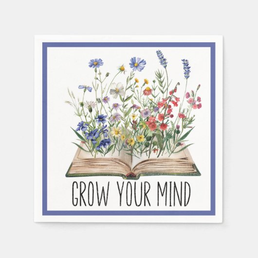  Wildflower Book Lover Grow Your Mind Quote Servet (Voorkant)
