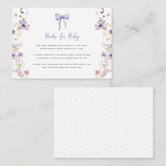 Wildflower Book Request Baby shower Enclosure Kaar Informatiekaartje (Voorkant / Achterkant)