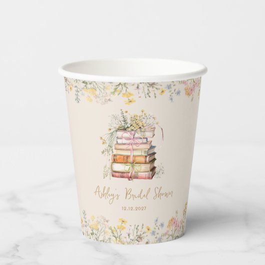 Wildflower Book Theme Vrijgezellenfeest Papieren Bekers (Achterkant)