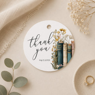 Wildflower Books Bruiloftsshower Bedankje Gift Tag Bedankjes Labels