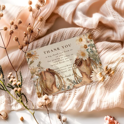 Wildflower Boots Country Bridal Shower Bedankkaart