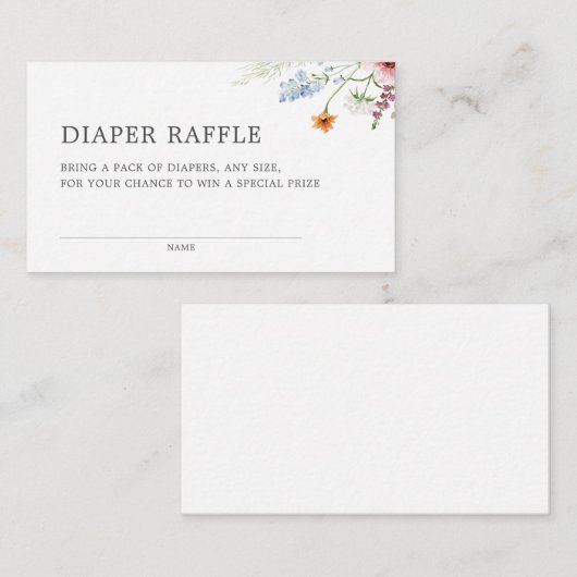  Wildflower Border Luier Raffle Informatiekaartje (Voorkant / Achterkant)