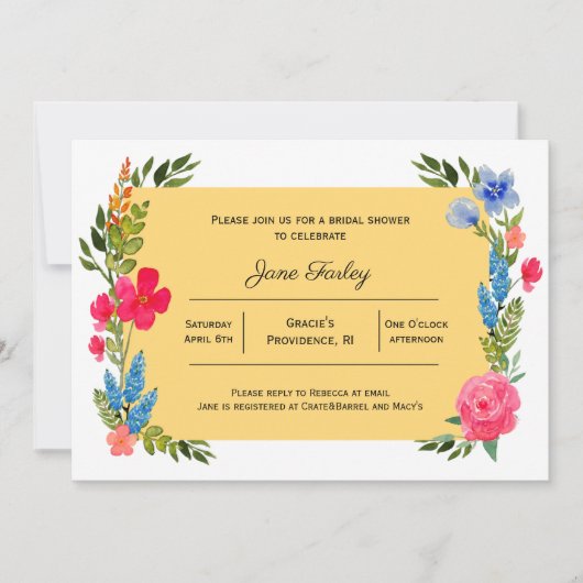 Wildflower Border met gele uitnodiging (Voorkant)