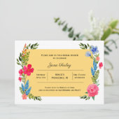 Wildflower Border met gele uitnodiging (Staand voorkant)