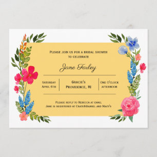 Wildflower Border met gele uitnodiging