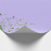 Wildflower Border op Paarse Gingham Cadeaupapier (Hoek)