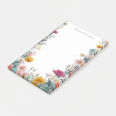 Wildflower Border van het bureau van gepersonalise Post-it® Notes (Schuin)