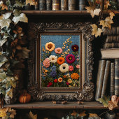 Wildflower borduurstijl  botanisch poster