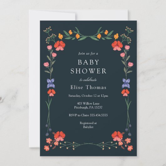 Wildflower Botanic Garden Baby shower Kaart (Voorkant)