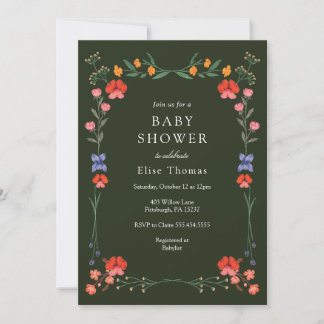 Wildflower Botanic Garden Baby shower Kaart
