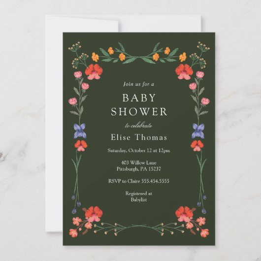 Wildflower Botanic Garden Baby shower Kaart (Voorkant)