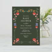 Wildflower Botanic Garden Baby shower Kaart (Staand voorkant)
