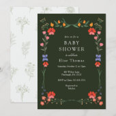 Wildflower Botanic Garden Baby shower Kaart (Voorkant / Achterkant)