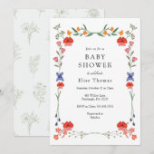 Wildflower Botanic Garden Baby shower Kaart (Voorkant / Achterkant)