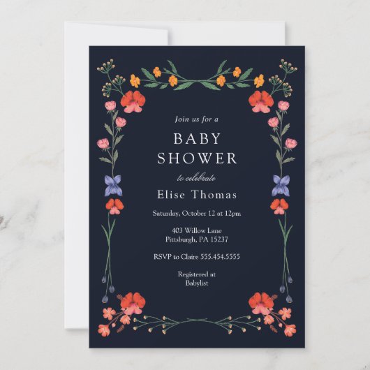 Wildflower Botanic Garden Baby shower Kaart (Voorkant)