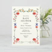 Wildflower Botanic Garden Baby shower Kaart (Staand voorkant)