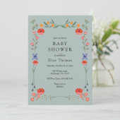 Wildflower Botanic Garden Baby shower Kaart (Staand voorkant)