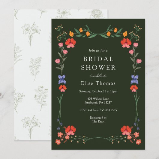 Wildflower Botanic Garden Vrijgezellenfeest Kaart (Voorkant / Achterkant)