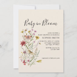 Wildflower Botanical Baby in Bloom Invitation Kaart
