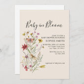 Wildflower Botanical Baby in Bloom Invitation Kaart (Voorkant / Achterkant)