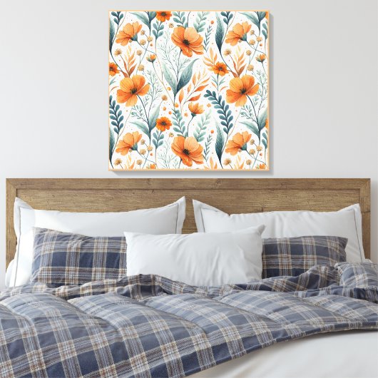 Wildflower Botanical Boho Canvas Afdruk (Insitu (Slaapkamer))
