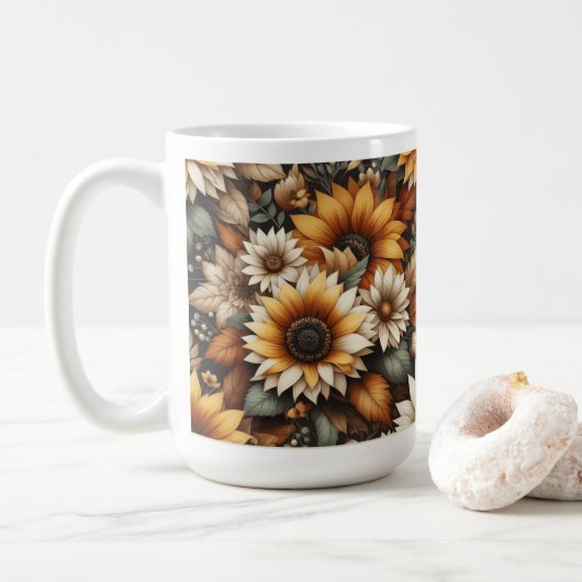 Wildflower Botanical Design 🌷 koffie mok 15oz (Met donut)