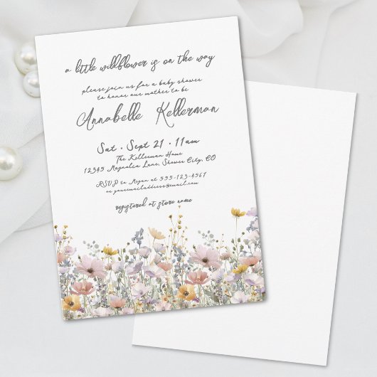 Wildflower Botanical Floral Boho Baby shower Kaart