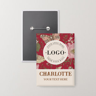 Wildflower Botanical Floral Business logo Naam tag Button