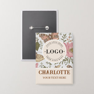 Wildflower Botanical Floral Business logo Naam tag Button