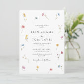 Wildflower Botanical Floral Wedding Invitation Kaart (Staand voorkant)