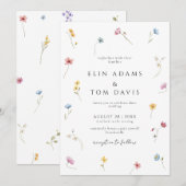 Wildflower Botanical Floral Wedding Invitation Kaart (Voorkant / Achterkant)
