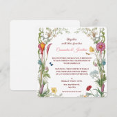 Wildflower Botanical Flowers & Butterflies Wedding Kaart (Voorkant / Achterkant)