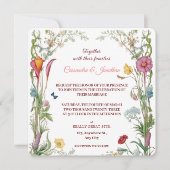 Wildflower Botanical Flowers & Butterflies Wedding Kaart (Voorkant)