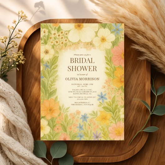 Wildflower Botanical Garden Floral Bridal Shower Kaart
