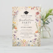Wildflower Botanical Graduation Party Invitation Kaart (Staand voorkant)